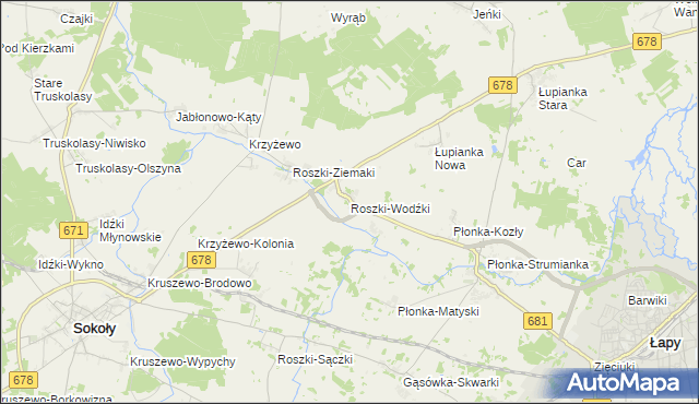 mapa Roszki-Wodźki, Roszki-Wodźki na mapie Targeo