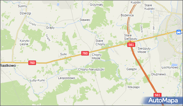 mapa Chojny Młode, Chojny Młode na mapie Targeo