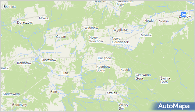 mapa Kucębów, Kucębów na mapie Targeo