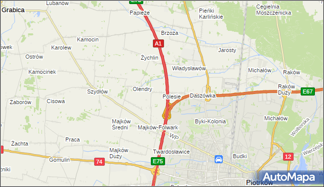 mapa Polesie gmina Grabica, Polesie gmina Grabica na mapie Targeo