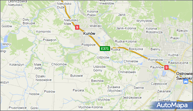 mapa Udziców, Udziców na mapie Targeo