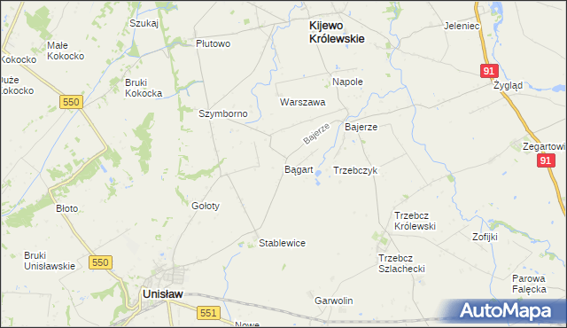 mapa Bągart gmina Kijewo Królewskie, Bągart gmina Kijewo Królewskie na mapie Targeo