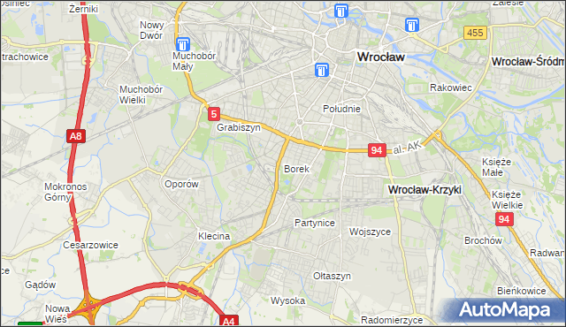 mapa Borek gmina Wrocław, Borek gmina Wrocław na mapie Targeo