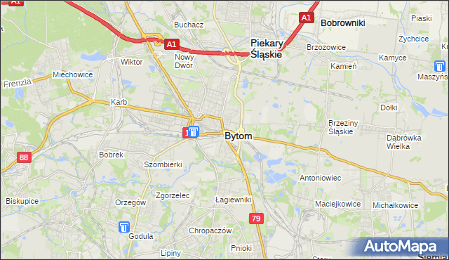 mapa Bytomia, Bytom na mapie Targeo