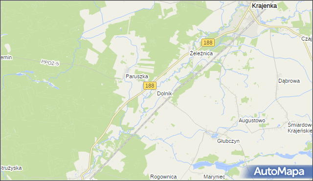 mapa Dolnik gmina Krajenka, Dolnik gmina Krajenka na mapie Targeo