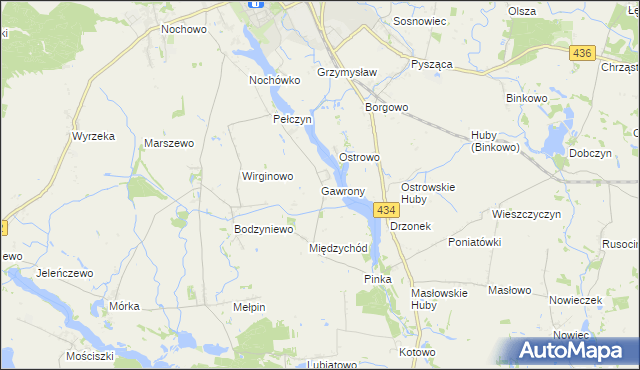 mapa Gawrony gmina Dolsk, Gawrony gmina Dolsk na mapie Targeo