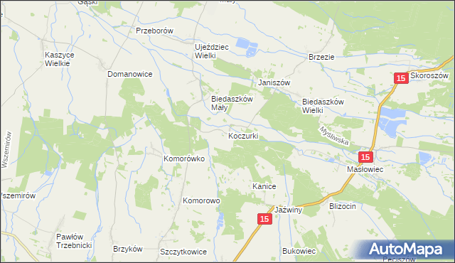 mapa Koczurki, Koczurki na mapie Targeo