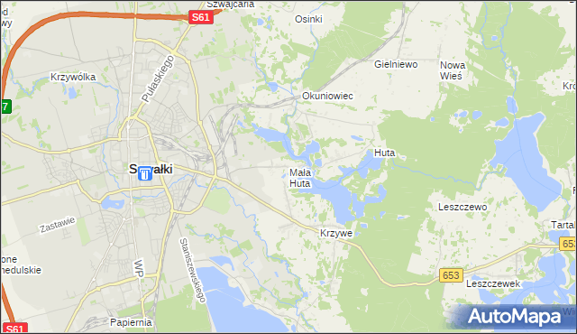 mapa Mała Huta gmina Suwałki, Mała Huta gmina Suwałki na mapie Targeo