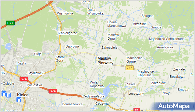 mapa Masłów Pierwszy, Masłów Pierwszy na mapie Targeo