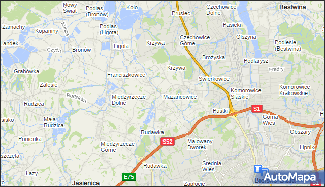 mapa Mazańcowice, Mazańcowice na mapie Targeo