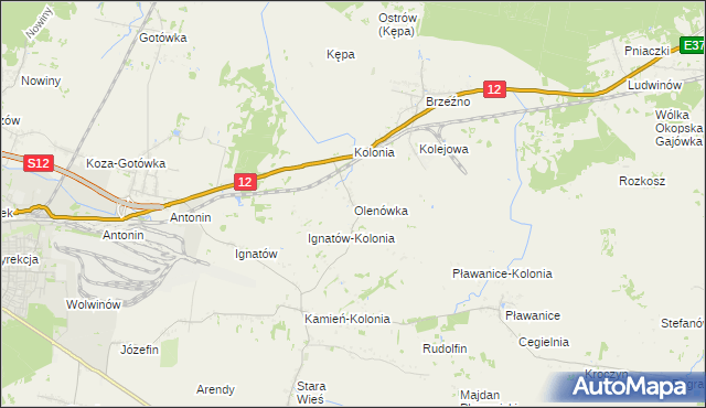 mapa Olenówka, Olenówka na mapie Targeo