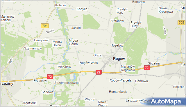 mapa Olsza gmina Rogów, Olsza gmina Rogów na mapie Targeo