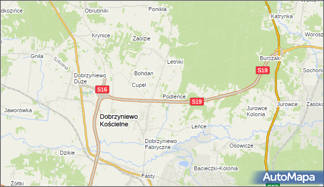 mapa Podleńce, Podleńce na mapie Targeo