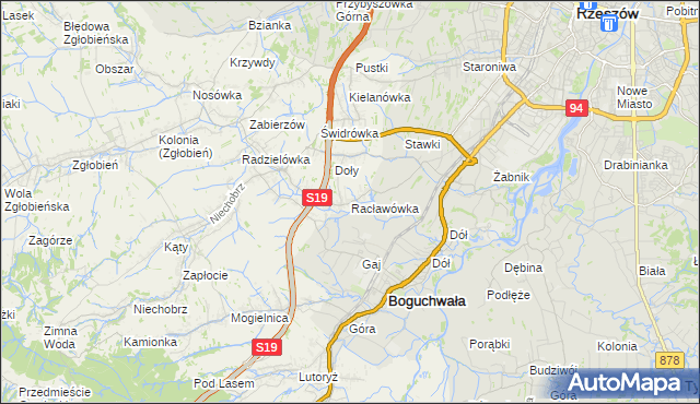 mapa Racławówka, Racławówka na mapie Targeo