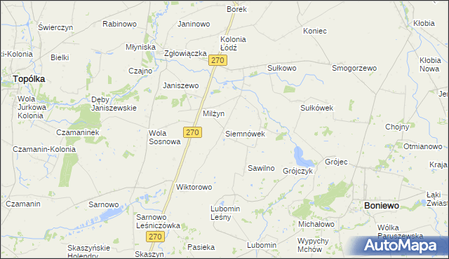 mapa Siemnówek, Siemnówek na mapie Targeo