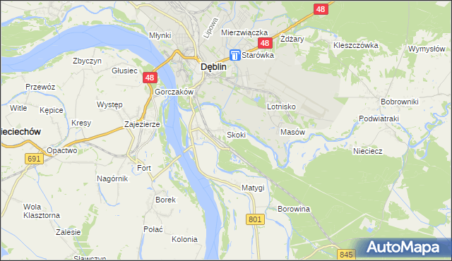 mapa Skoki gmina Puławy, Skoki gmina Puławy na mapie Targeo