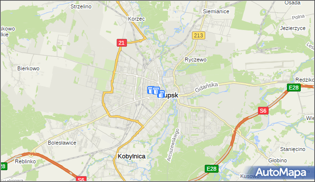 mapa Słupska, Słupsk na mapie Targeo