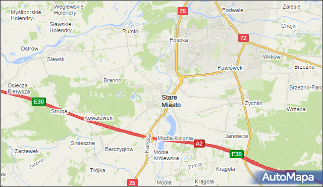 mapa Stare Miasto powiat koniński, Stare Miasto powiat koniński na mapie Targeo