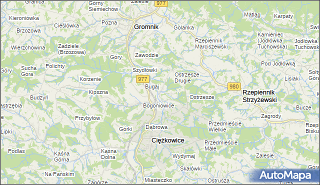 mapa Tursko gmina Ciężkowice, Tursko gmina Ciężkowice na mapie Targeo