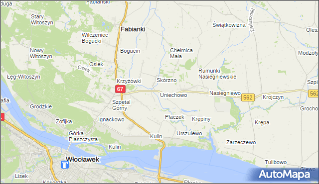mapa Uniechowo, Uniechowo na mapie Targeo