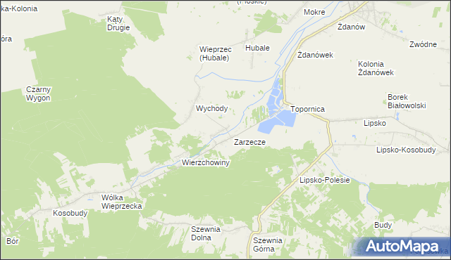 mapa Wieprzec gmina Zamość, Wieprzec gmina Zamość na mapie Targeo