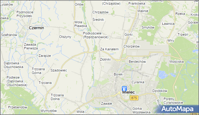 mapa Złotniki gmina Mielec, Złotniki gmina Mielec na mapie Targeo