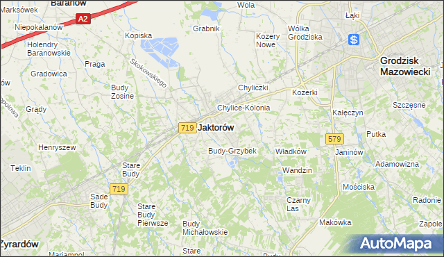 mapa Chylice gmina Jaktorów, Chylice gmina Jaktorów na mapie Targeo