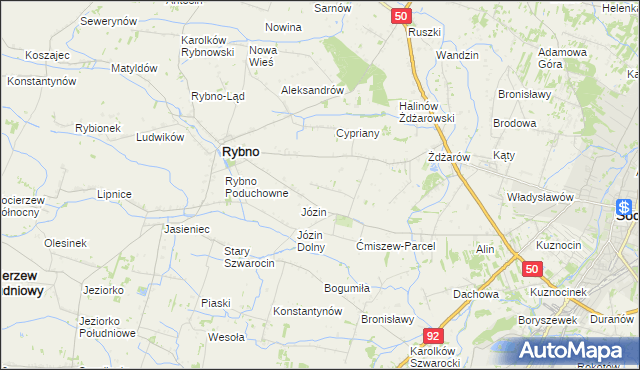 mapa Ćmiszew Rybnowski, Ćmiszew Rybnowski na mapie Targeo