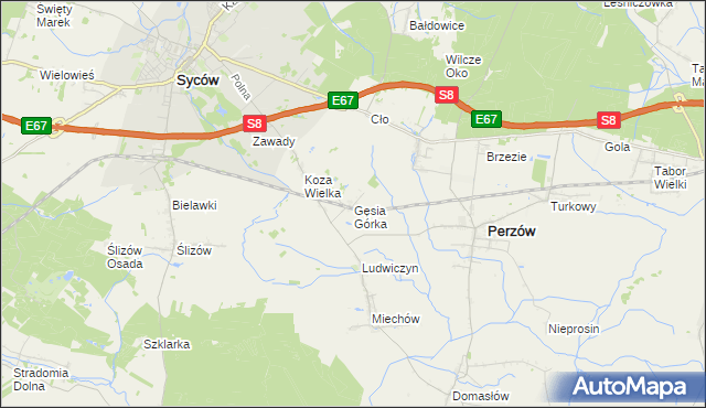 mapa Gęsia Górka, Gęsia Górka na mapie Targeo