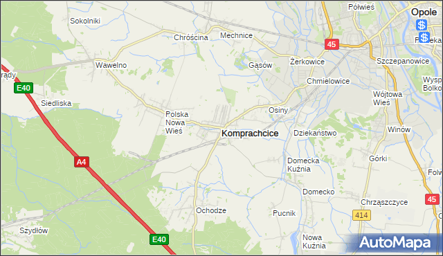 mapa Komprachcice, Komprachcice na mapie Targeo