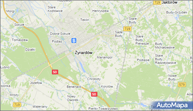 mapa Mariampol gmina Jaktorów, Mariampol gmina Jaktorów na mapie Targeo