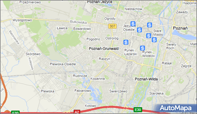 mapa Raszyn gmina Poznań, Raszyn gmina Poznań na mapie Targeo