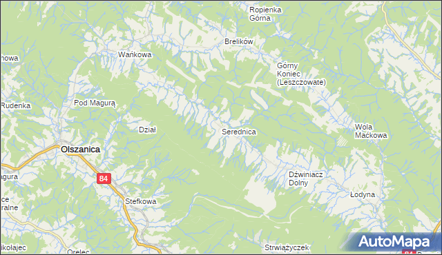 mapa Serednica, Serednica na mapie Targeo