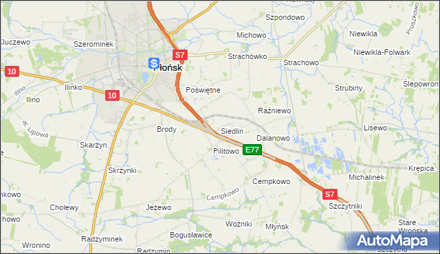 mapa Siedlin, Siedlin na mapie Targeo