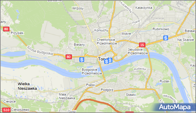 mapa Torunia, Toruń na mapie Targeo