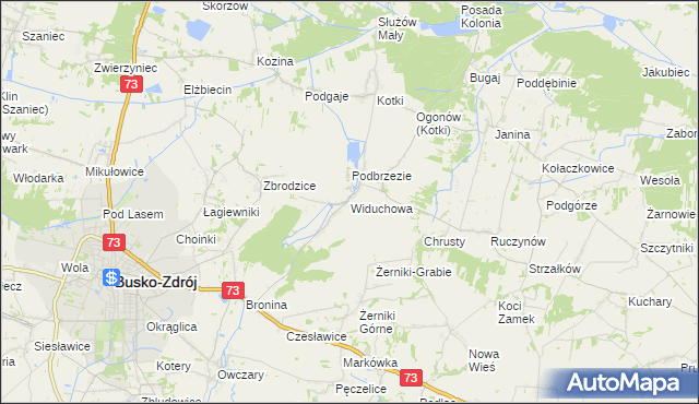 mapa Widuchowa gmina Busko-Zdrój, Widuchowa gmina Busko-Zdrój na mapie Targeo