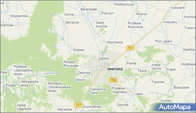 mapa Zaldów, Zaldów na mapie Targeo