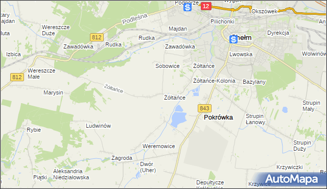 mapa Żółtańce, Żółtańce na mapie Targeo