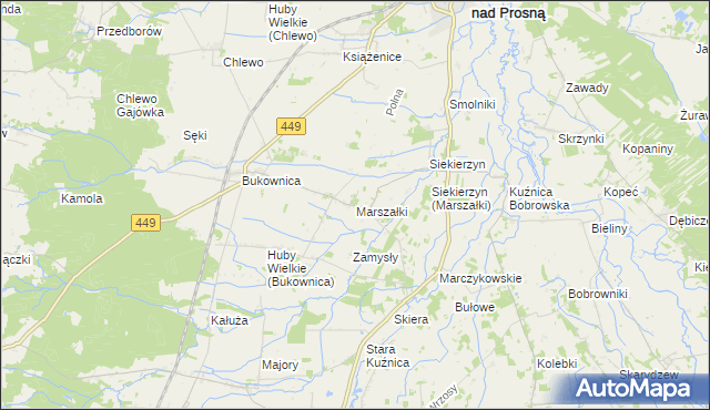 mapa Marszałki gmina Grabów nad Prosną, Marszałki gmina Grabów nad Prosną na mapie Targeo