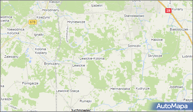 mapa Niewodnica Nargilewska-Kolonia, Niewodnica Nargilewska-Kolonia na mapie Targeo