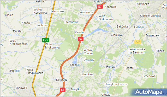 mapa Wólka Pracka, Wólka Pracka na mapie Targeo