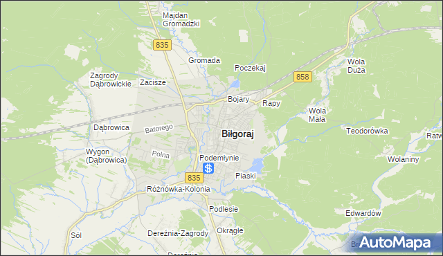 mapa Biłgoraj, Biłgoraj na mapie Targeo