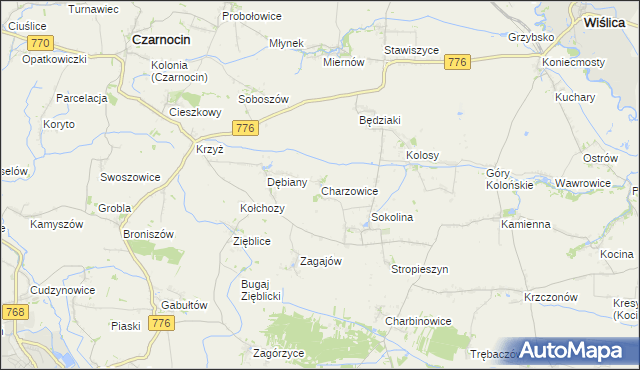 mapa Charzowice, Charzowice na mapie Targeo