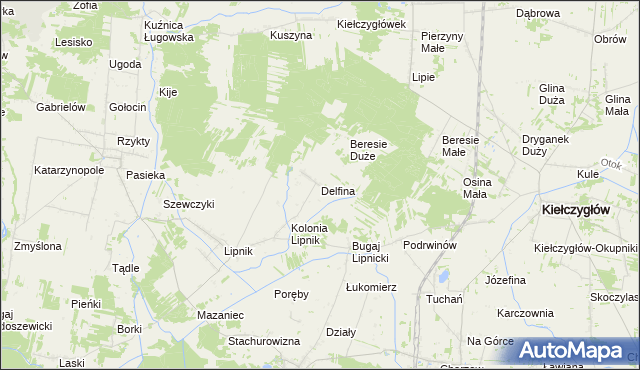 mapa Delfina gmina Siemkowice, Delfina gmina Siemkowice na mapie Targeo