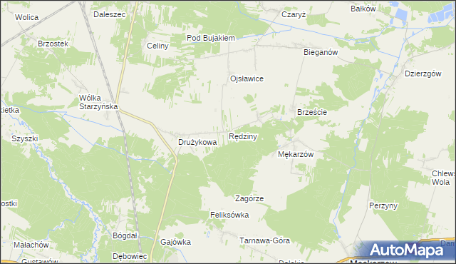 mapa Rędziny gmina Szczekociny, Rędziny gmina Szczekociny na mapie Targeo