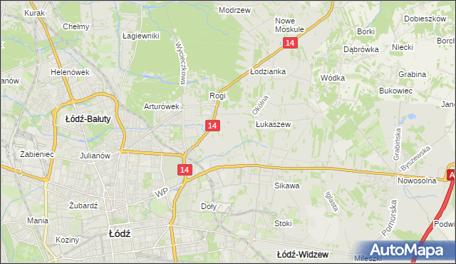 mapa Różki gmina Łódź, Różki gmina Łódź na mapie Targeo