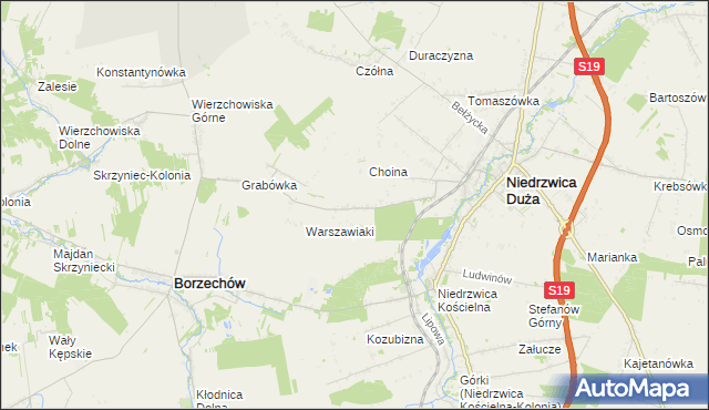 mapa Borkowizna gmina Niedrzwica Duża, Borkowizna gmina Niedrzwica Duża na mapie Targeo