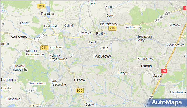 mapa Rydułtowy, Rydułtowy na mapie Targeo