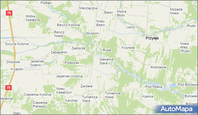 mapa Siekierka Stara, Siekierka Stara na mapie Targeo