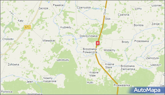 mapa Brzozówka Folwarczna, Brzozówka Folwarczna na mapie Targeo